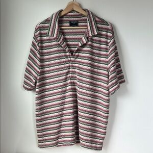 Todd Snyder Short-Sleeve Striped Knit Polo in Pink, Green & White